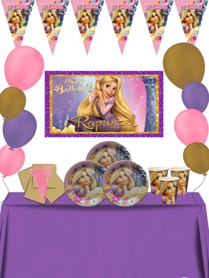 snowparty Rapunzel Afişli 8 Kişilik Doğum Günü Parti Malzemeleri Süsleri Seti