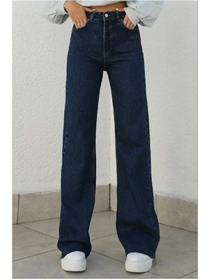 Camelia Gold Ikon 90's Koyu Mavi Lacivert  Yüksek Bel Palazzo Salaş Jean Pantolon