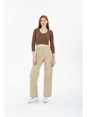 Alissa 90's Kar Yıkama Kar Gri Likralı Süper Yüksek Bel Wide Leg Salaş Jeans Palazzo Pantolon