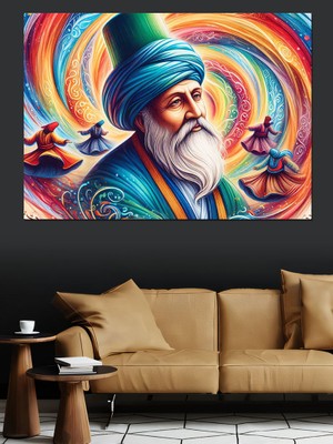 Mevlana Dekoratif Kanvas - Mdf Ahşap Tablo