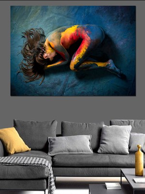 Üstü Boyalı Nü Kadın Dekoratif Kanvas - Mdf Ahşap Tablo