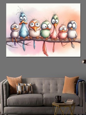 Daldaki Kuşlar Dekoratif Kanvas - Mdf Ahşap Tablo