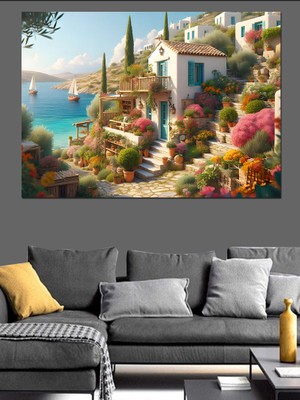 Yazlık Evleri Dekoratif Kanvas - Mdf Ahşap Tablo