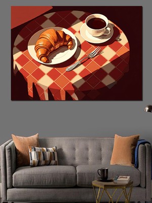 Kahvaltı Masası Çizimi Dekoratif Kanvas - Mdf Ahşap Tablo
