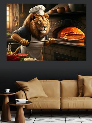 Lahmacun ve Aslan Dekoratif Kanvas - Mdf Ahşap Tablo
