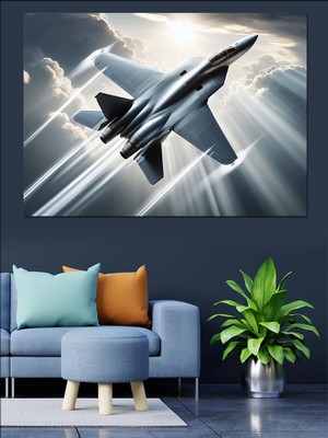 Savaş Uçağı Dekoratif Kanvas - Mdf Ahşap Tablo