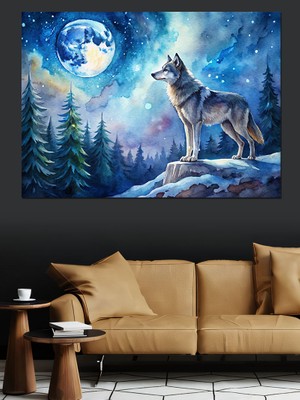 Bozkurt ve Ay Dekoratif Kanvas - Mdf Ahşap Tablo