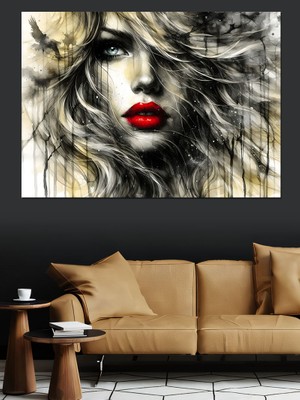 Rüzgarlı Kadın Dekoratif Kanvas - Mdf Ahşap Tablo