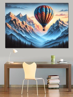 Balon Dağlar Dekoratif Kanvas - Mdf Ahşap Tablo