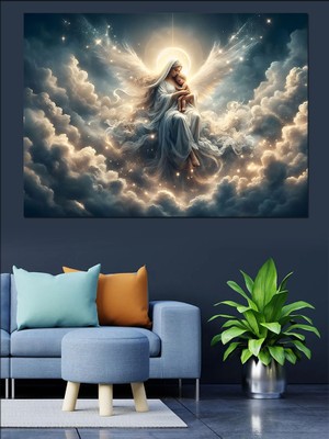 Melek ve Çocuğu Dekoratif Kanvas - Mdf Ahşap Tablo