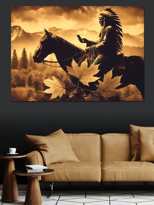 Gün Batımında Atlı Dekoratif Kanvas - Mdf Ahşap Tablo