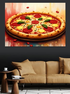 Büyük Boy Pizza Görseli Dekoratif Kanvas - Mdf Ahşap Tablo