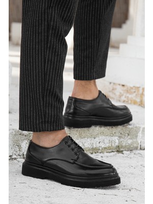 Daxtors D0181 Siyah Ortopedik Erkek Klasik Ayakkabı Mikrofiber Malzeme ile Düz Taban