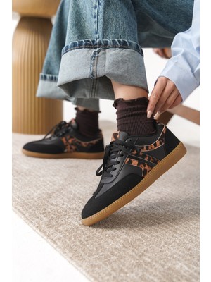 Daxtors Kadın Ortopedik Carina Sneaker Spor Ayakkabı Düz Taban Siyah Renk Konforlu Kullanım