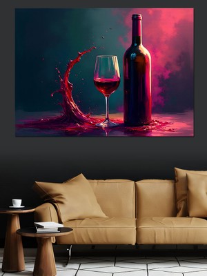 Kadeh ve Şarap Sanatı Dekoratif Kanvas - Mdf Ahşap Tablo