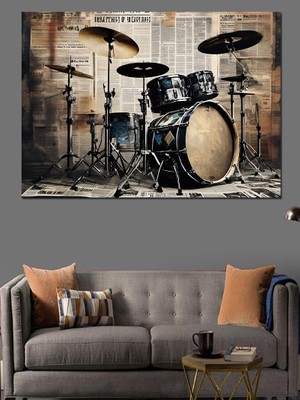 Bateri Davul Temalı Dekoratif Kanvas - Mdf Ahşap Tablo