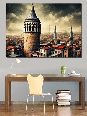 Galata Kulesi Dekoratif Kanvas - Mdf Ahşap Tablo