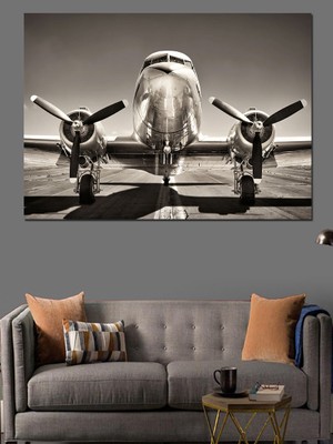 Retro Uçak  Dekoratif Kanvas - Mdf Ahşap Tablo