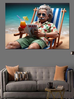 Albert Einstein Fan Art Dekoratif Kanvas - Mdf Ahşap Tablo