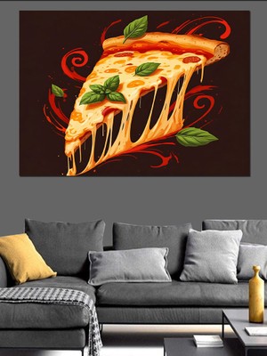 Pizza Dilimi Dekoratif Kanvas - Mdf Ahşap Tablo