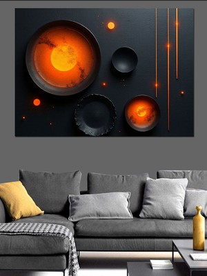 Geometrik Daireler Dekoratif Kanvas - Mdf Ahşap Tablo