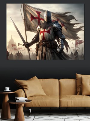 Haçlı Savaşçı Dekoratif Kanvas - Mdf Ahşap Tablo
