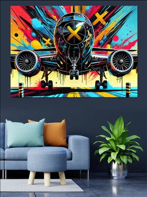 Sanatsal Uçak Dekoratif Kanvas - Mdf Ahşap Tablo