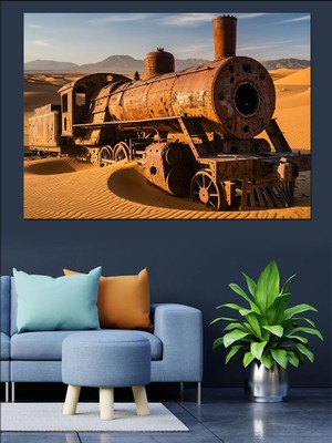 Çöl Treni Dekoratif Kanvas - Mdf Ahşap Tablo