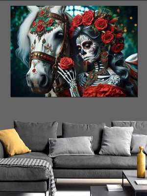 Iskelet Gelin Dekoratif Kanvas - Mdf Ahşap Tablo