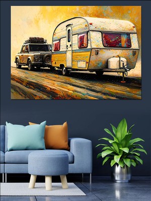 Eski Karavan Dekoratif Kanvas - Mdf Ahşap Tablo