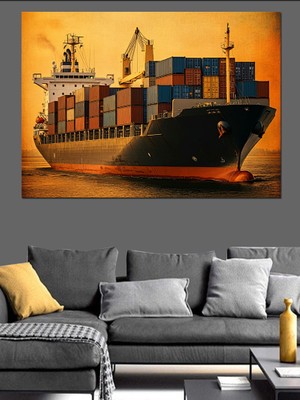 Yük Gemisi Dekoratif Kanvas - Mdf Ahşap Tablo