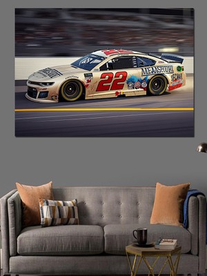 Beyaz Nascar Yarış Arabası Dekoratif Kanvas - Mdf Ahşap Tablo