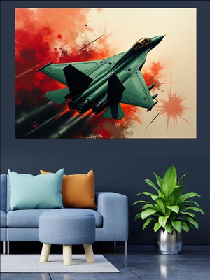 Savaş Uçağı Manevrası Dekoratif Kanvas - Mdf Ahşap Tablo