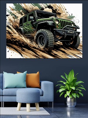 Off-Road Jeep Dekoratif Kanvas - Mdf Ahşap Tablo