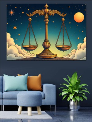 Terazi Burcu ve Adalet Dekoratif Kanvas - Mdf Ahşap Tablo