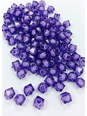 Royaleks Küp Boncuk Içten Boncuklu Bileklik Çanta Boncuğu 10 mm 50 gr Eflatun - BNC458