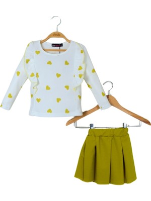Kalp Detaylı Etek Bluz Çocuk Takımı (3-7 Yaş)