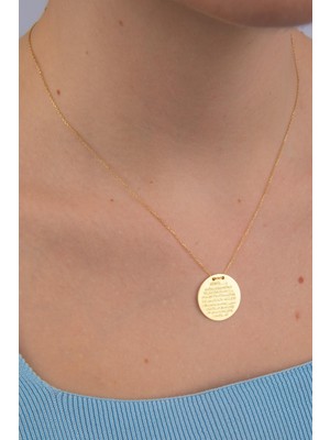 Fiyonk Kuyumculuk 14 Ayar Altın Ayetel Kürsi Yazılı Kolye