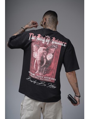 The King Of Balance Baskılı Oversize Kalıp Unisex Tişört