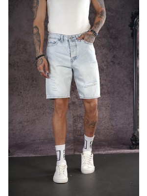 Regular Kalıp Sökük Erkek Kot Şort