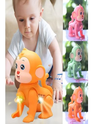 Sesli Işıklı Maymun Emekleme ve Yürüme Arkadaşı Yürüyen Pilli Oyuncak 17 cm