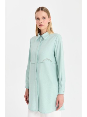 Taş Detaylı Allerli Tunik  Mint