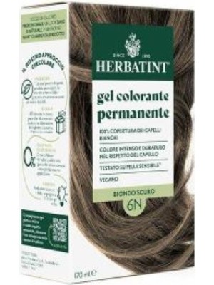 Herbatint Permanent Hair Coloring Gel 6n - Dark Blonde 170 ml