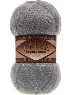 Alize Angora Gold Simli 4 Adet El Örgü İpi No 87 Kömür Grisi