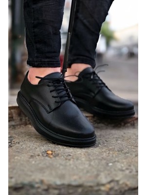 Big King Klasik Model Siyah Deri Erkek Ayakkabı Bağcıklı Rahat Tabanlı