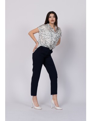 MissVina Ön Düğümlü Desenli Kolsuz Gömlek 70024