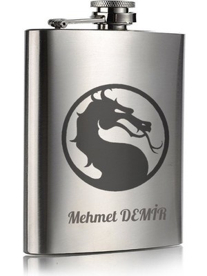 Biton Toptan Kişiye Özel Ejderha Temalı Hediye 9 Oz Çelik Cep Matarası 266 ml İçecek Matarası