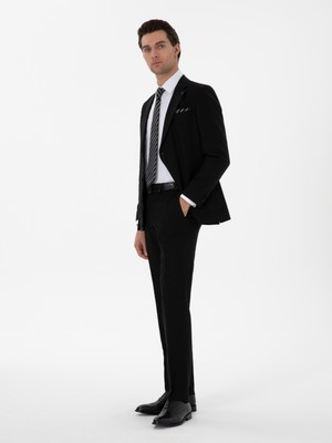 Cacharel Erkek Siyah Slim Fit Keten Karışımlı Takım Elbise 50306955-VR046