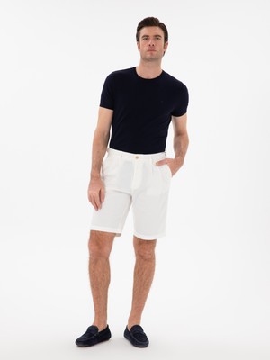 Cacharel Ekru Regular Fit Pamuk Karışımlı Pileli Bermuda Şort 50301610 VR019