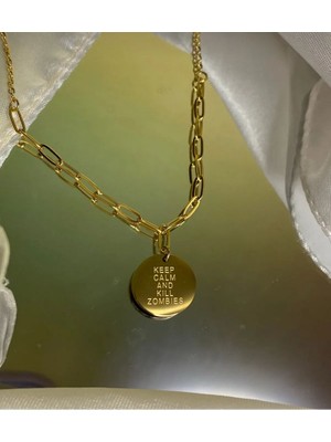316L Gold Çelik Yazılı Kolye